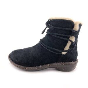 UGG Caspia Black Suede Leather Ankle Winter Boots 7